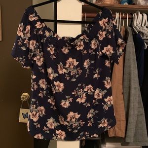 Navy Blue Off The shoulder Blouse